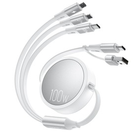 CAFELE 100W Multi Charger Cable USB A/C,6 IN 1/130CM PD3.0 5A Fast Charging Retractable Cable Typ C/Phone/Micro USB for Phone 17,16,16 Plus,16 Pro Max,15 Serie,MaBook,Pad,Galaxy,Tablet