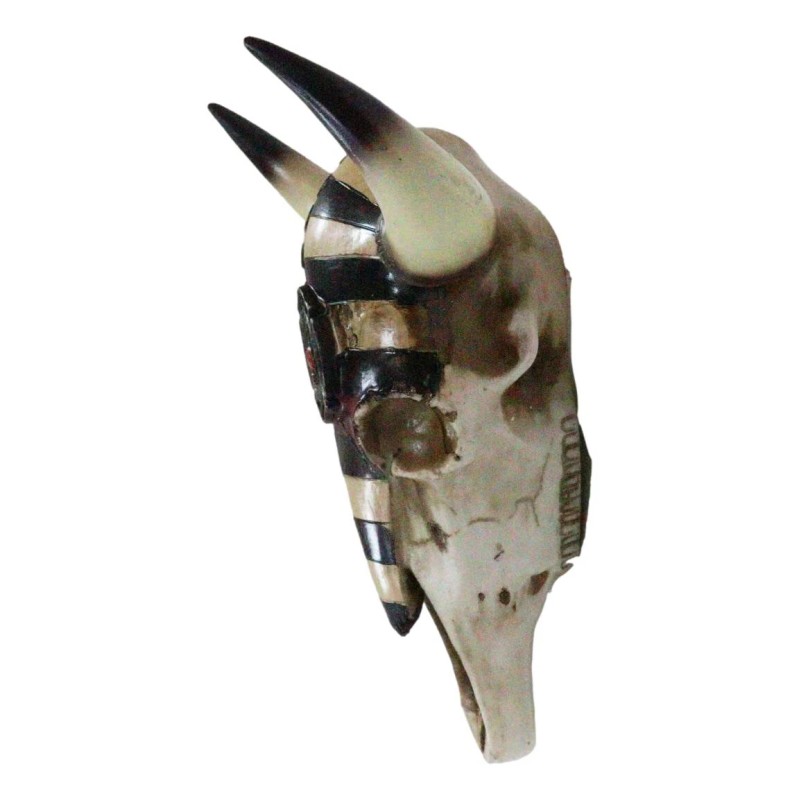 Western Bison Bull Cow Skull With USA Flag Maltese Fire