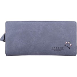 Womens Large Faux Leather RFID Coin/Money/Credit Card Holder/Purse - Dark Blue