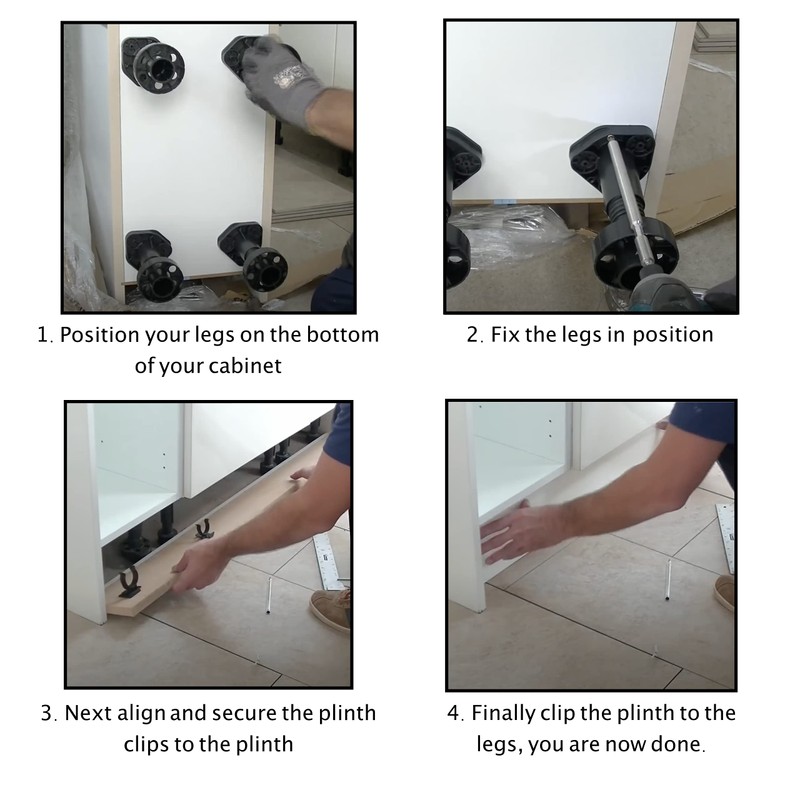 EAI Kitchen Unit Cabinet Legs | Adjustable Height 100mm to