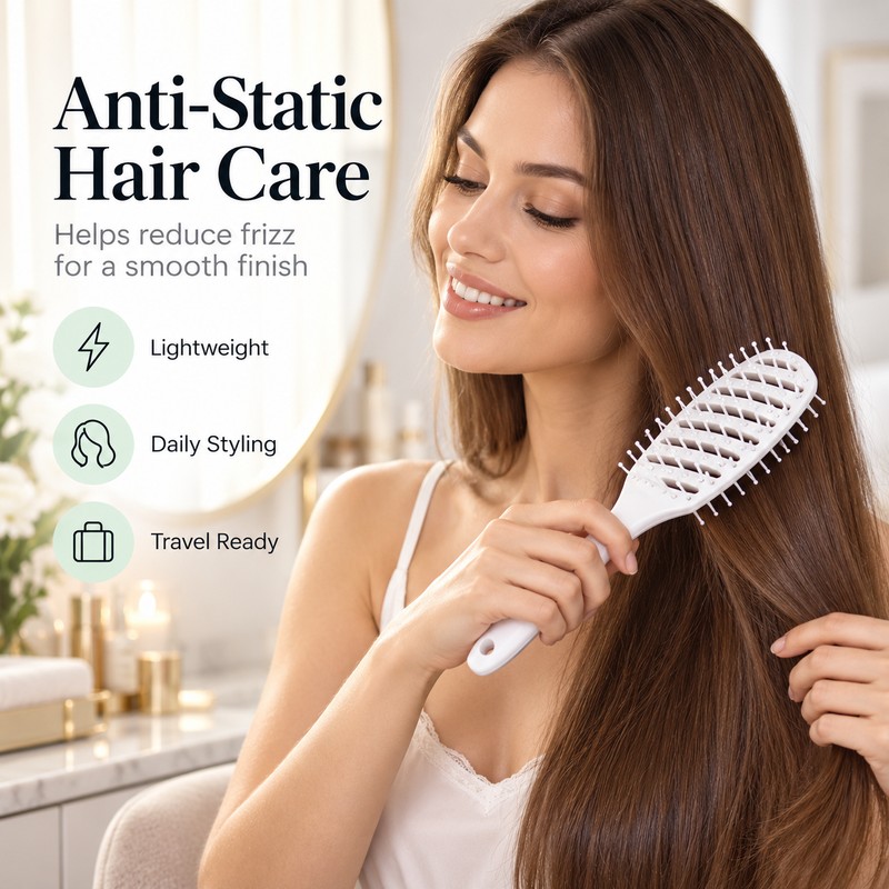 Portable Folding Hair Brush – Double-Headed Anti-Static Curved Vent Styling