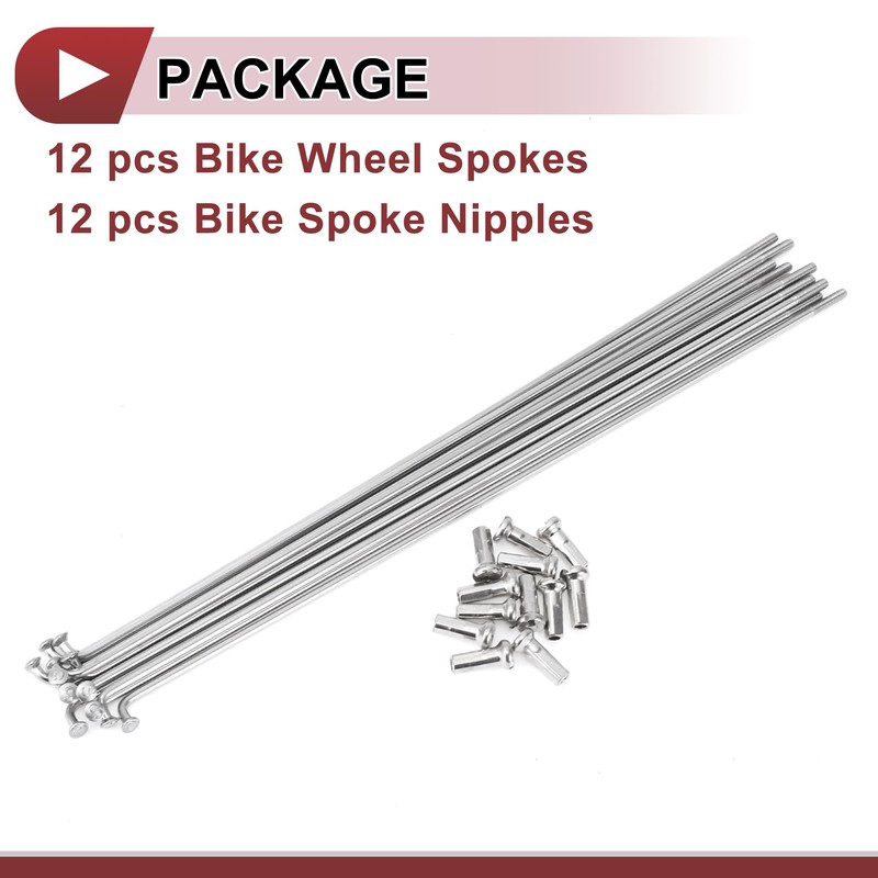 X AUTOHAUX 12 Set 14G Bicycle Spokes 183mm Bike Wheel