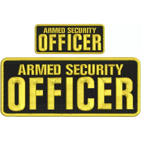 Armed Security Officer embroidery patch 4X10 and 2x5 hook all