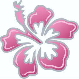 carstyling XXL Hibiscus Flower Sticker 180 x 160 mm Pink/Silver