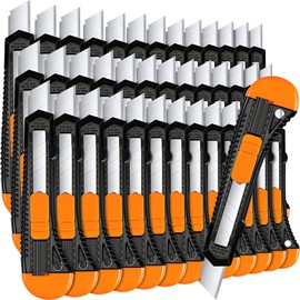 100 Pack Box Cutter Retractable Utility Knife 18mm Wide Blade Cutter Cardboard Cutter Suitable for Office Art, Craft and Home Use