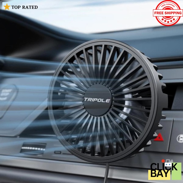 TriPole Car Fan USB Powered - Powerful 3 Speed, Portable