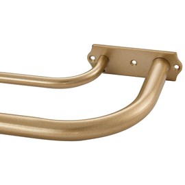 Antique Gold Double Curtain Rods, Double Curtain Rods 28-48 Inch, Wrap Around Double Window Rods Room Darkening Curtain Rods, Adjustable 1-Inch Diameter Front and 5/8 Inch Back Double Drapery Rod