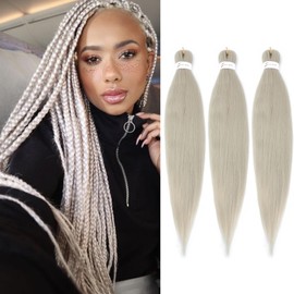 WacanDan Sliver Braiding Hair Pre stretched 26 Inch 3 Packs, Professional Soft Yaki Texture Long Braid Extensions, Hot Water Setting for Box Braids Twist & Crochet Braids