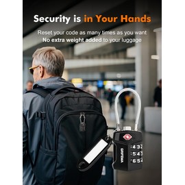 GRIFEMA TSA Certified 3-Digit Combination Lock, Flexible Steel Cable for Suitcases, Travel Luggage and Backpacks (Pack of 1, GA1006)