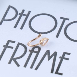 Cimenexe Punk Crystal Gold Water Drop Teardrop Cz Clip On Nose Ring Rhinestone Non-Pierced Jewelry for Women and Girls Gifts