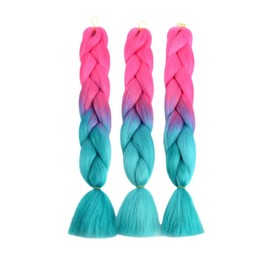 ShowJarlly Box Braid Hair Extensions, 24inch Peach/Navy Blue ​Ombre Jumbo Braid Hair, 3Packs Synthetic Jumbo Braiding Hair Extension Afro Hair Extensions for Braiding Crochet Twist Braids