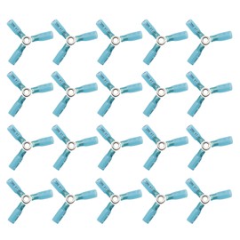 20Pcs 16-14 AWG 3 Way Wire Connector, Heavy Duty Crimp Y Ring Butt Connectors, Waterproof Tinned Copper Heat Shrink Butt Terminals, Blue