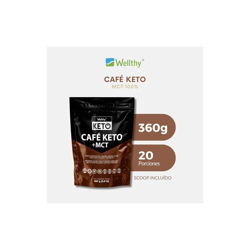 Wellthy Café Keto 360g. Soluble Adicionado Con Mct Clásico