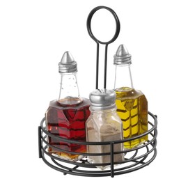 HENDI Cruet Set, Round, Spice Rack, Diameter 165 x (H) 205 mm, Matte Black