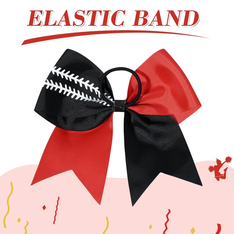 DEEKA 12 PCS Softball Cheer Bows with 2 Glitter Stitching