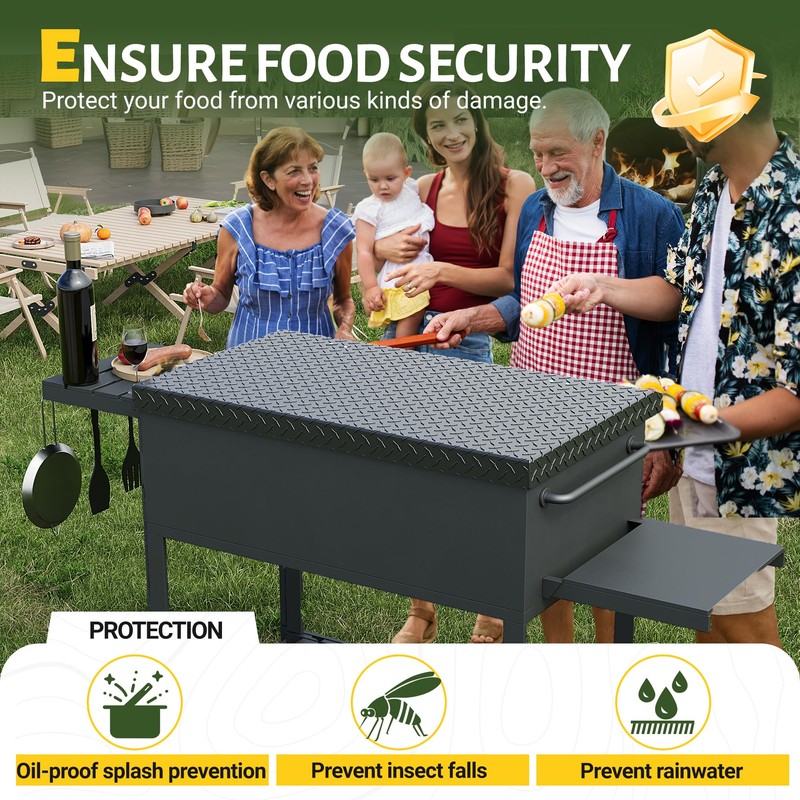 HECASA Black Outdoor 36” Griddle Grill Hard Cover Lid with