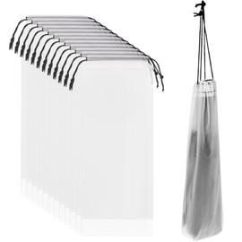 10 Pieces Wet Umbrella Bag Cover, Portable Waterproof Reusable Umbrella Organizer Folding Umbrella Bags Drawstring Bag Home Supplies (Transparent)