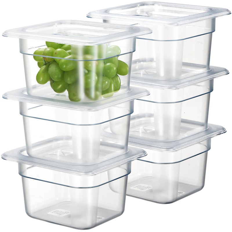 CURTA 6-Pack 1/6 Size 4" Deep NSF Polycarbonate Food Pans