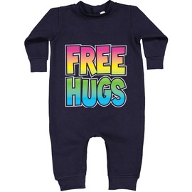 The Pxv Fleece One-Piece I Give Hugs 6 Months Navy Blue