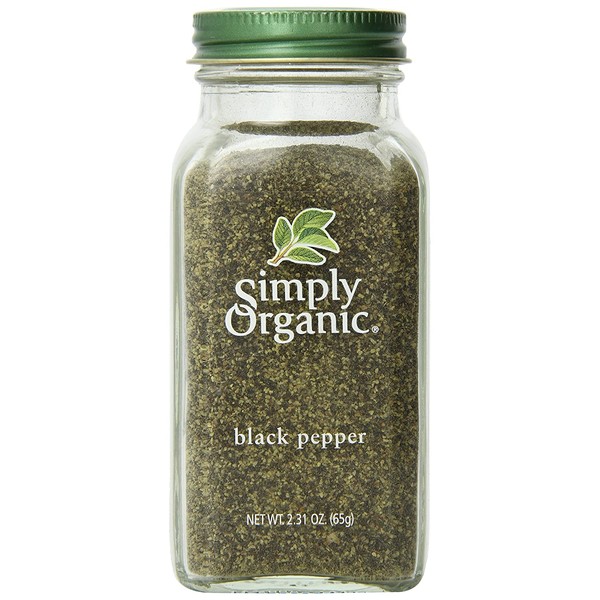 Simply Organic Pepper, Black Medium Grind Certified Organic, 2.31 oz Container