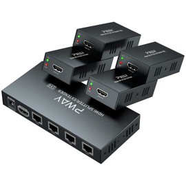 PW-HT226P4 1X4 1080P HDMI Extender Splitter Transmission 165ft(50m) By Cat5e / Cat6 / Cat7 3D EDID 1 Power Supply Support (1 IN 4 OUT)