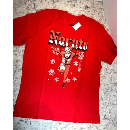 Ripple Junction Anime Mens 2XL Naruto Shippuden Christmas T-shirt Red Snowflake Graphic Tee XXL