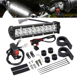 Motoparty - Barra de luz LED para KLX110 CRF110 TTR110 YZ250F, compatible con la mayoría de manillares de 7/8 pulgadas, 60 W con cargador de enchufe USB