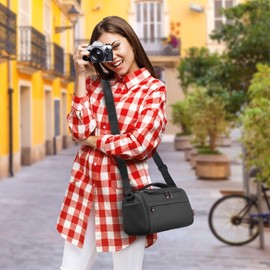 FOSOTO Fototasche für Spiegelreflexkameras, Kamera Tasche, DSLR/SLR Kameratasche Schultertasche mit 1-2 Objektiven, wasserdichte PU-Leder-Kameratasche für Fotografie Kompatibel mit Canon Nikon Sony