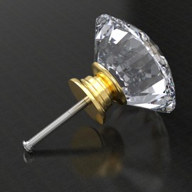 Tomorotec 12-Pack 40mm White Crystal Glass Cabinet Drawer Pull with Gold Base for Modern & Classic Styles, Easy-to-Install Elegant Home Decor Upgrade with Durable Hardware for Vanity, Wardrobe, Desk