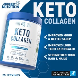 Applied Nutrition Applied Nutrition Keto Collagen Protein - Keto Protein Powder with MCT, Ketogenic & Paleo Diet, Zero Sugar & Carbs, Healthy Skin, Hair, Nails (Unflavoured) (325g - 25 Servings)