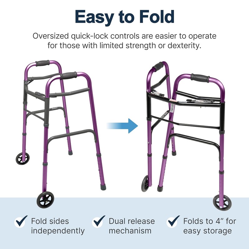 Lumex ColorSelect Walkers for Seniors, Rolling & Folding Adult Walker