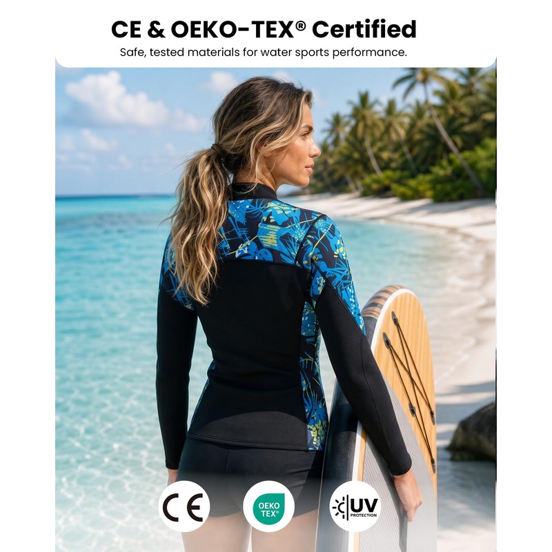 Owntop Women Wetsuit Top, 2mm Thermal High Stretch Neoprene