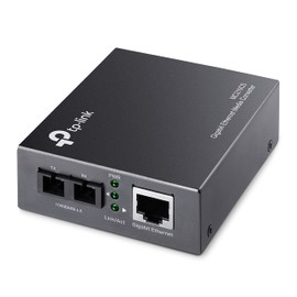 TP-Link Gigabit SFP to RJ45 Fiber Media Converter | Fiber to Ethernet Converter | 10/100/1000Mbps RJ45 Port to 1000Base-LX Single-Mode Fiber (MC210CS) Grey