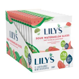 LILY'S Sour Watermelon Slices, Gummy Sweets Bags, 1.8 oz (12 Count)