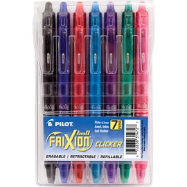 Pilot FriXion Erasable Gel Pens, Fine Point 0.7 mm Erasable Pens, Pack of 7 Assorted Colors