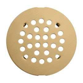 Evangeline Snap-in Shower Drain Cover 4-1/4 inch Shower Strainer Grid Round Replacement Floor Drain Cover Brushed Gold