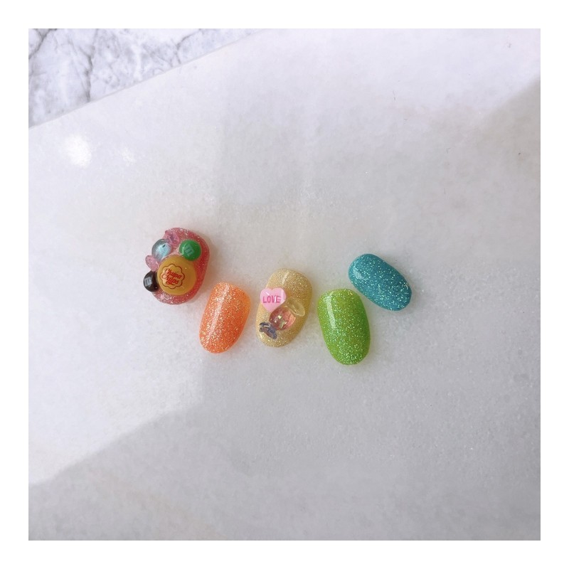 Buy me candyHandmade nail tips - Petit Round / 사탕사줘수제네일팁