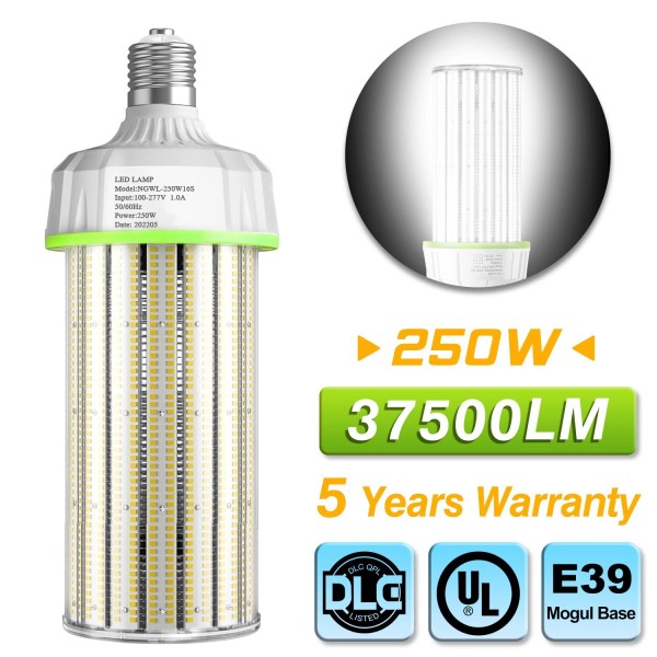 KUKUPPO 250W LED Corn Light Bulb 5000K 37500lm, E39 Base