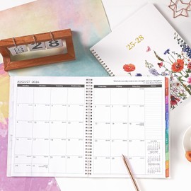2025-2028 Monthly Planner- 3 Year Planner/Calendar 2025-2028, Jul. 2025 - Jun. 2028, 2025-2028 Monthly Planner, 9" x 11", 36 Monthly Calendar with Colourful Tabs + Back Pocket - Flowers