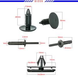 Mean Mug Auto 61 Pcs Blind Rivets Rocker Molding & Fender Flare Clips, Bumper Shield Retainer Kit Replaces Chrysler Jeep Wrangler Ford GMC 6506007AA 68039280-AA 6030441 with Fastener Remover