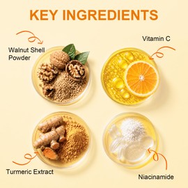 Deep Exfoliating Facial Cleanser, Facial Scrub, Face Wash, Cleansing Wash with Vitamin C, Turmeric, Gentle Daily Exfoliator for Women, Men for Soft, Smooth, Hydrated Skin, Radiant Skin 100g/3.5oz