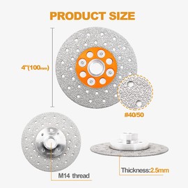 BRSCHNITT Diamond Cutting Disc 100 mm Double-Sided for Cutting and Grinding Granite Marble Tile Natural Stones (2 Pieces)