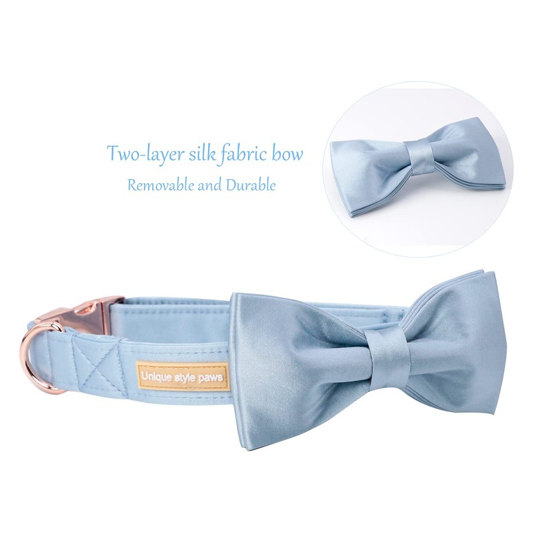 Unique style paws Dog Collar, Blue Silk Dog Collar with