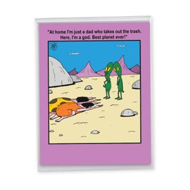 NobleWorks - 1 Big Jumbo Funny Father's Day Greeting Card (8.5 x 11 Inch) - Jumbo Humor Notecard for Dad, Pa, Pop, Daddy, Stepfathers, Stepdad with Envelope - Best Planet Ever J3621FDG