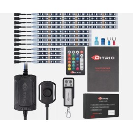 DITRIO 12pcs M12r Underglow RGB LED Strip Light Kit