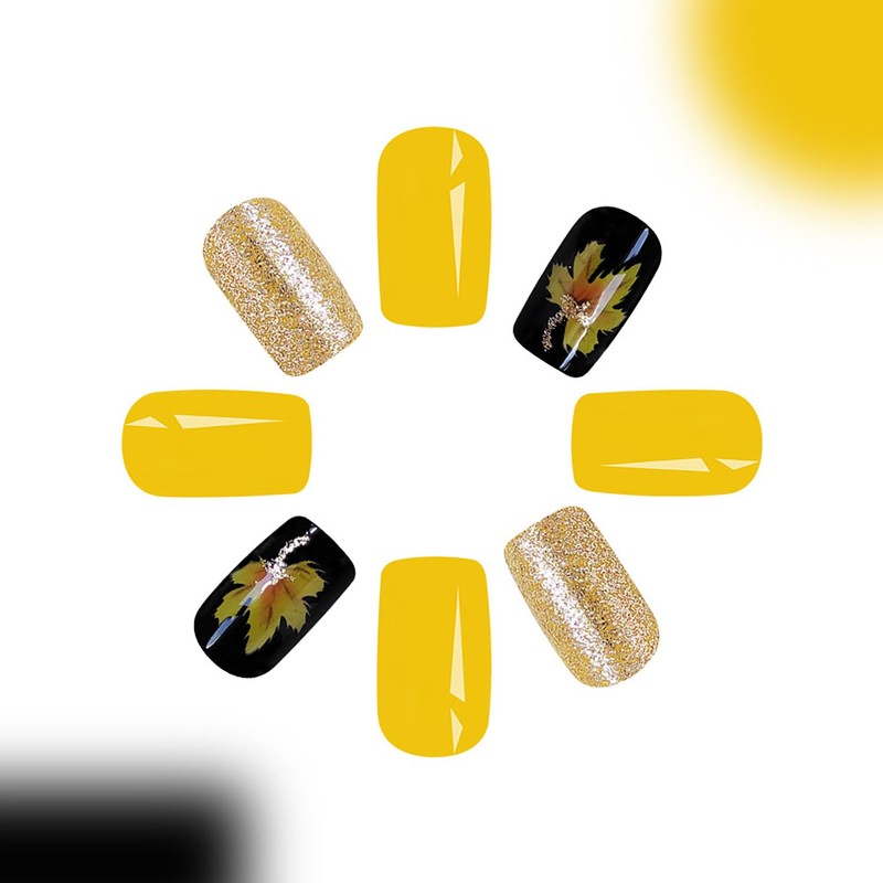 Thanksgiving Press on Square Nails Short Length Glossy Full Cover