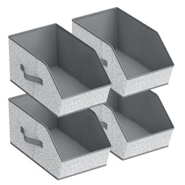 Homsorout Large Closet Storage Cubes - Closet Storage Bins with Dual Handles for Clothes, Towels, Toys, Shelf Organizer Bins for Bedroom, Nursery, Shelves, Small Spaces, Ant Light Gray, 4 Pack