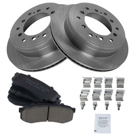 TRQ Rear Brake Pad & Rotor Kit Brake Pads Brake Rotor Ceramic Compatible with 2010-2022 Lexus GX460 Toyota 4Runner 2010-2014 FJ Cruiser