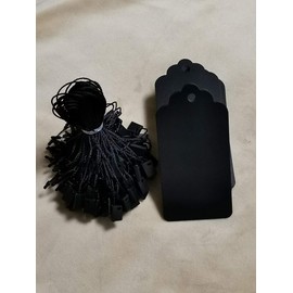 100 Pcs Black Hang Tags ,Price Tags,Large Kraft Paper Marking Tags with Black Snap Locks String for Arts and Crafts by Cshopcc
