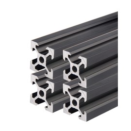 Euroharry Pack of 4 2020 V Type Black European Standard Anodised Linear Rail Aluminium Profile Extrusion for DIY 3D Printers and CNC Machines (200 mm, 2020 V Type)